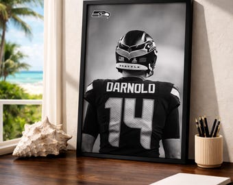 Impresión de Sam Darnold de los Seattle Champions / Arte mural con historia del fútbol americano (descarga digital)