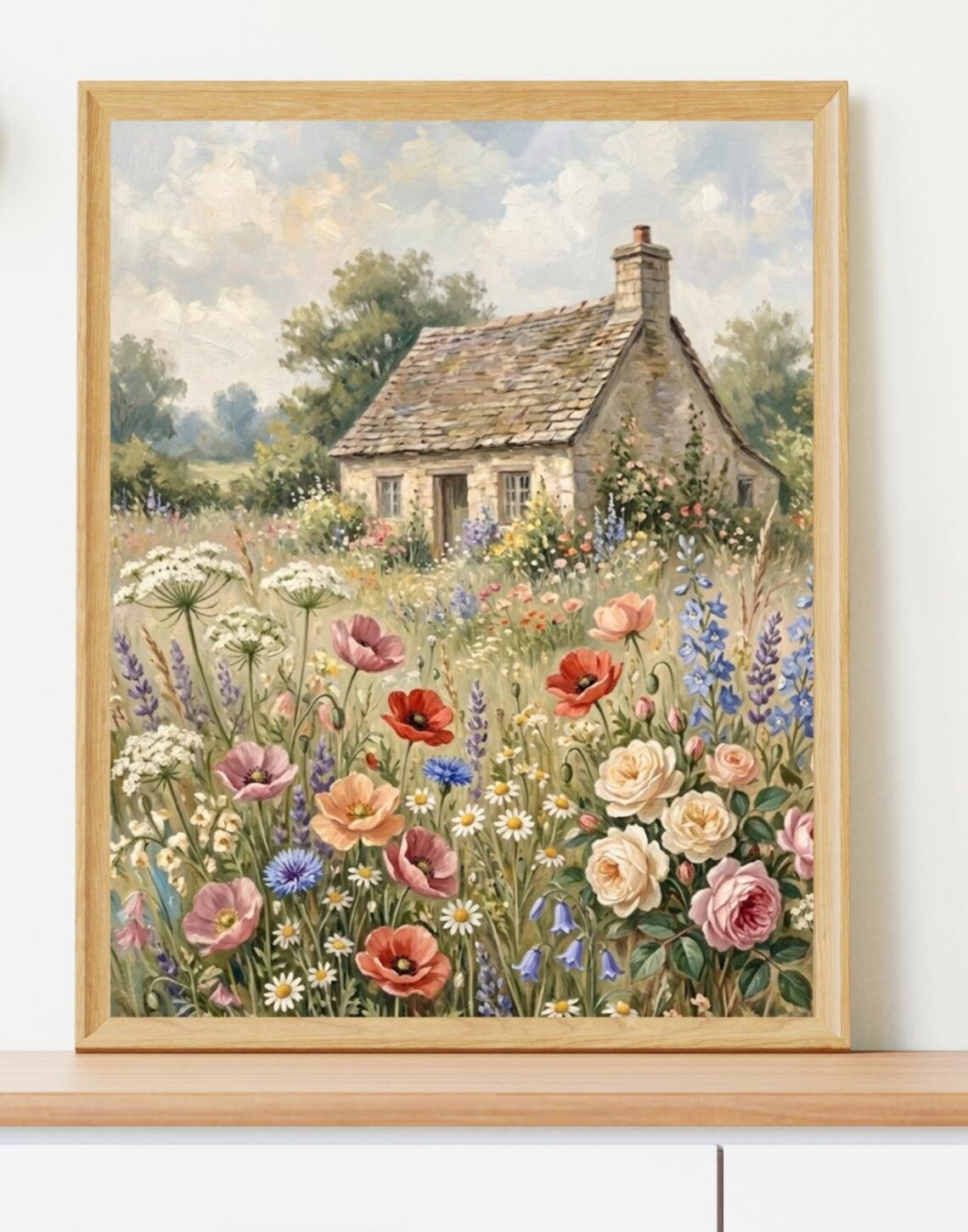 Printable Cottage Garden Wall Art | Spring Landscape Painting Print ...