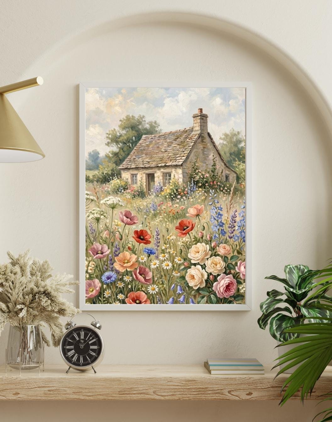 Printable Cottage Garden Wall Art | Spring Landscape Painting Print ...