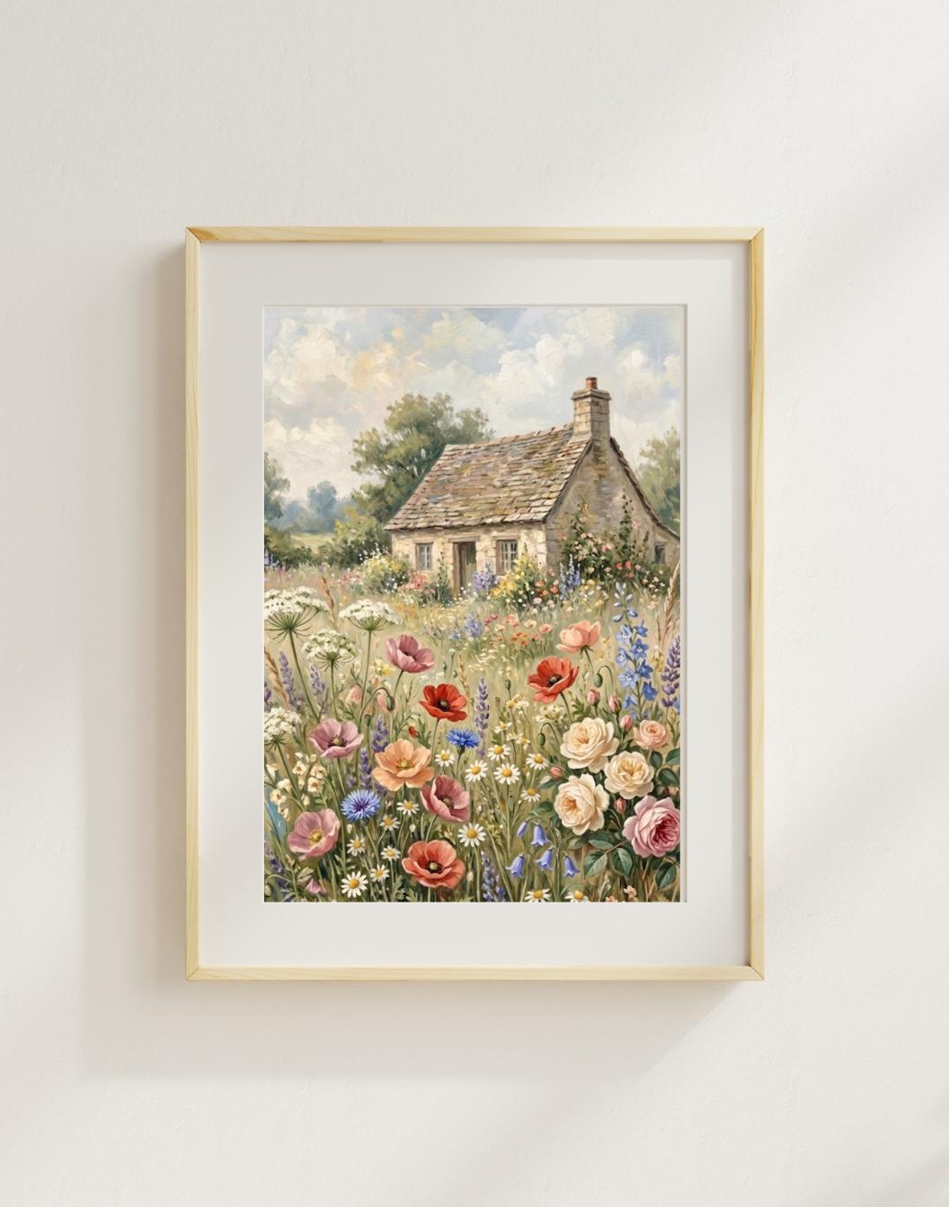Printable Cottage Garden Wall Art | Spring Landscape Painting Print ...