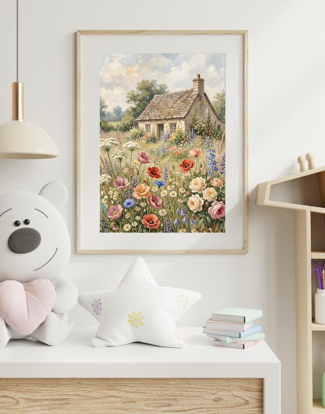 Printable Cottage Garden Wall Art | Spring Landscape Painting Print ...