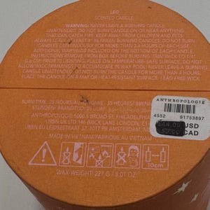 Anthropologie Leo Zodiac Ceramic Candle Vessel Box Orange Astrology Decor afbeelding 9