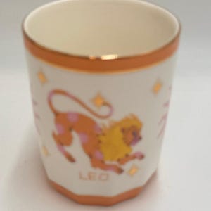 Anthropologie Leo Zodiac Ceramic Candle Vessel Box Orange Astrology Decor afbeelding 5
