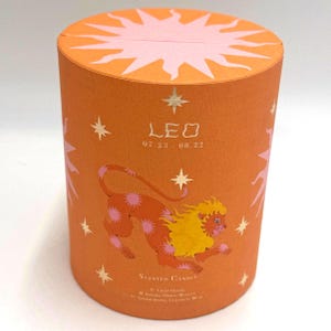 Anthropologie Leo Zodiac Ceramic Candle Vessel Box Orange Astrology Decor afbeelding 3