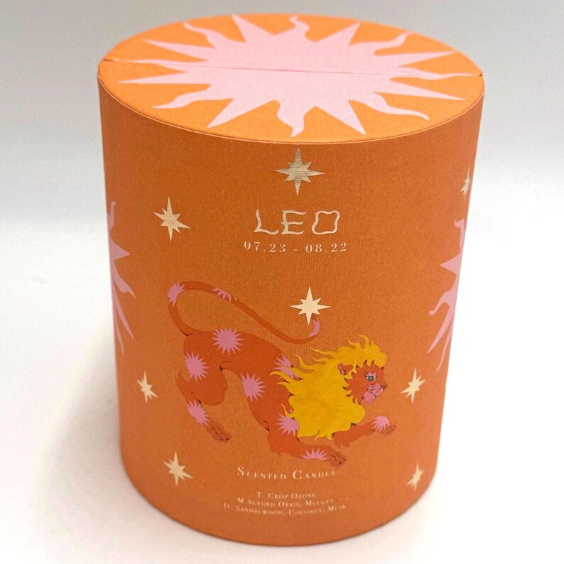 Anthropologie Leo Zodiac Ceramic Candle Vessel Box Orange Astrology Decor afbeelding 3