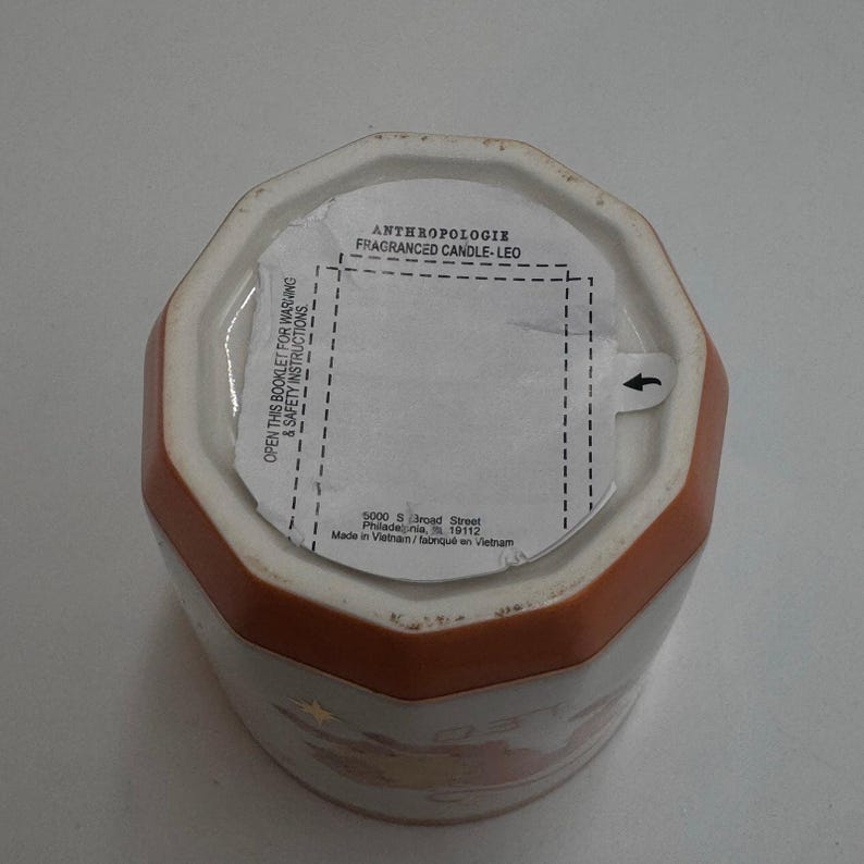 Anthropologie Leo Zodiac Ceramic Candle Vessel Box Orange Astrology Decor afbeelding 8