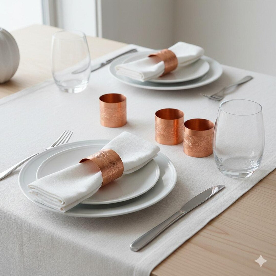 Coppercraft Rings Coppercraft Guild Copper Napkin Rings Set of 4 Floral Etched 1970s MCM ...