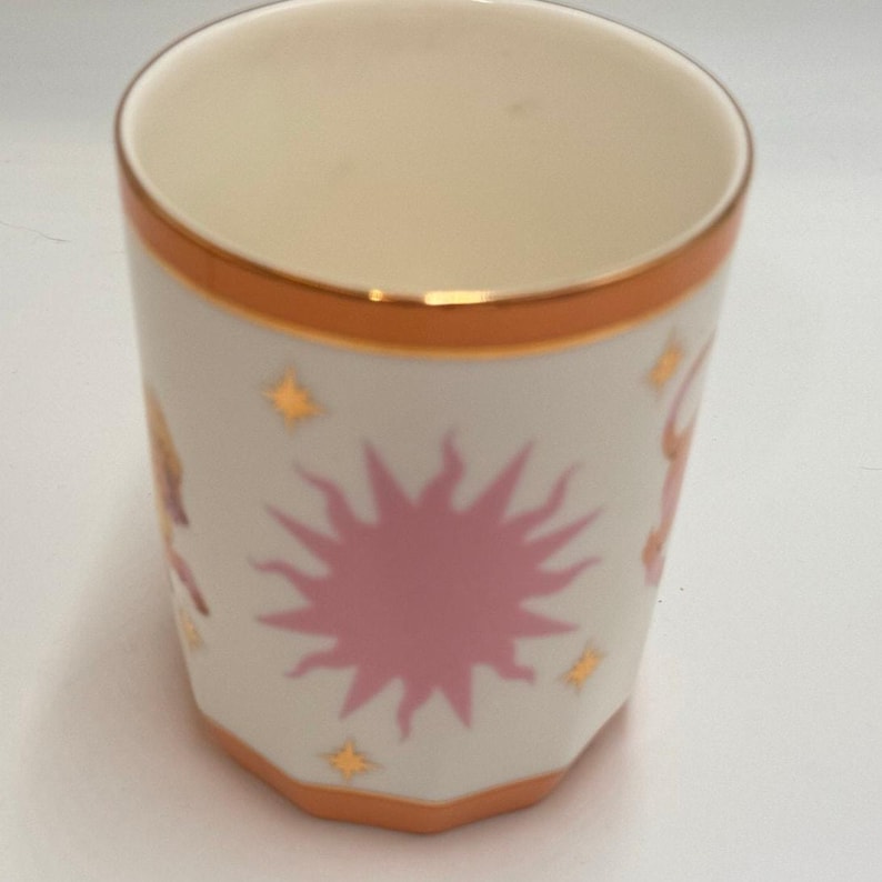 Anthropologie Leo Zodiac Ceramic Candle Vessel Box Orange Astrology Decor afbeelding 7