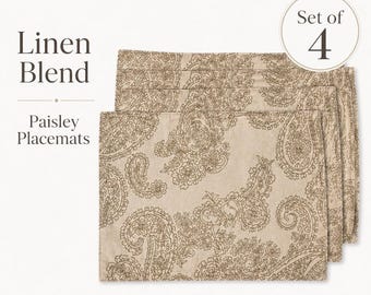 Linen Cotton Paisley Placemats Set 4 Beige 13x18 Bed Bath & Beyond