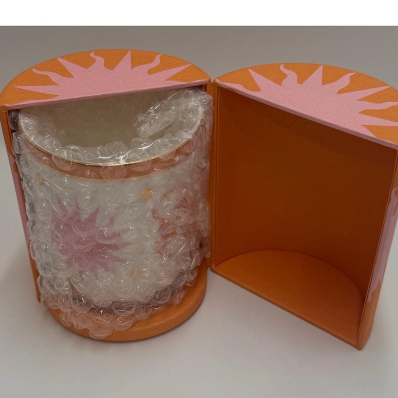 Anthropologie Leo Zodiac Ceramic Candle Vessel Box Orange Astrology Decor afbeelding 2
