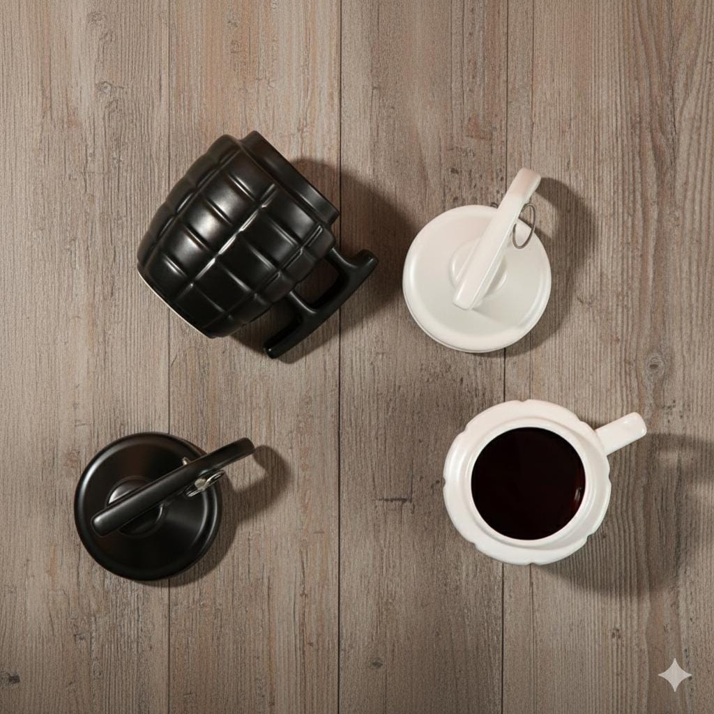 Grenade Shaped Ceramic Coffee Mug With Lid - Military Gift - Etsy