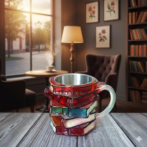 May include: A white ceramic mug with a black handle and the text "But First, Coffee" in a bold, black font. The mug is set against a blurred background, suggesting a cozy setting.