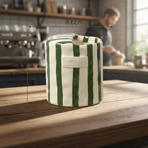 Handgjord randig keramikmugg modern kaffekopp minimalistisk keramikmugg present till henne