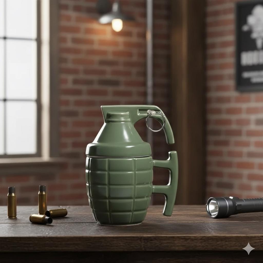 Grenade Shaped Ceramic Coffee Mug With Lid - Military Gift - Etsy