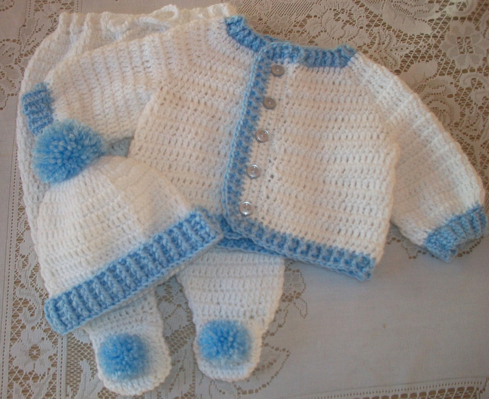 Crochet Baby Boy Sweater Set Layette With Leggings Perfect for Etsy