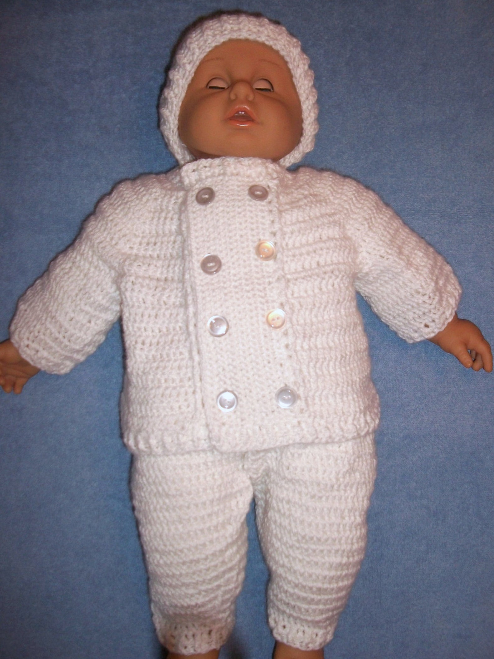 Crochet Baby Boy White Sweater W/ Leggings Cap and Blanket Etsy