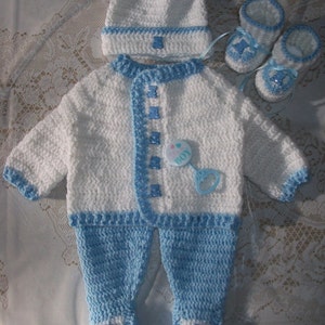Crochet Baby Boy Sweater Set Layette With Leggings Perfect - Etsy