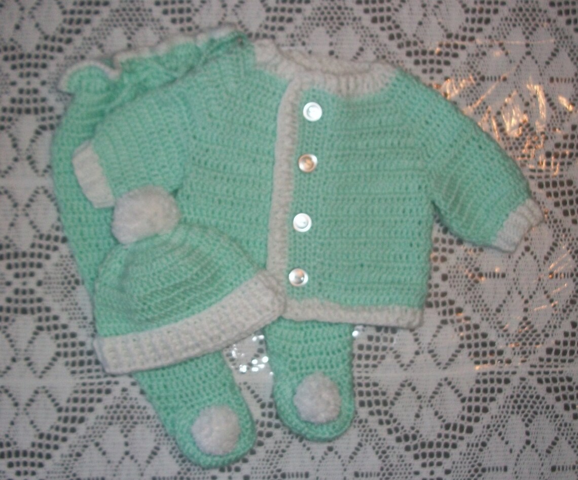 Crochet Baby Boy Sweater Set Layette With Leggings Perfect for Etsy