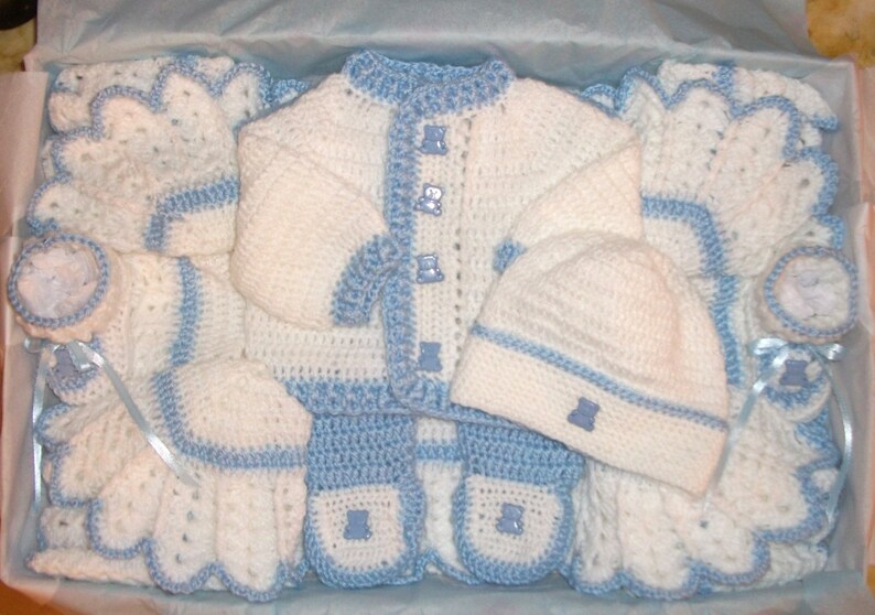 Baby Layette and Pants Blue Crochet Set main image 1