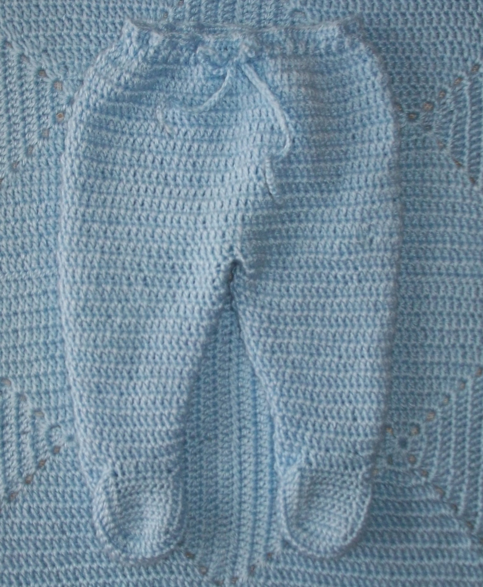 Crochet Baby Boy Blue Sweater Set Layette With Leggings Etsy
