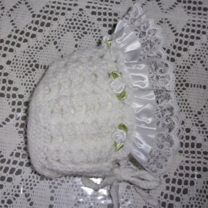 Crochet Baby Girl White Sweater Set Bonnet and Booties - Etsy