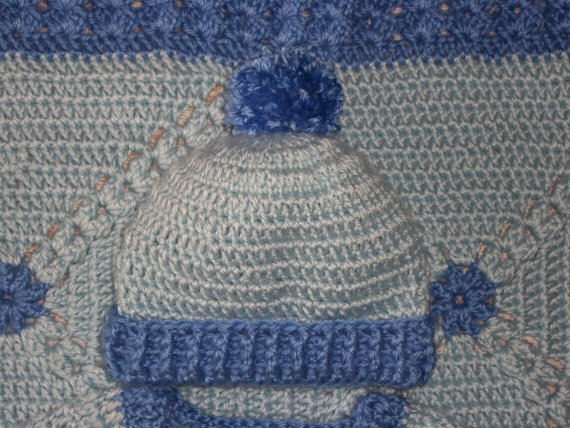 Crochet Baby Boy Blue Sweater Set and Blanket Layette Perfect Etsy
