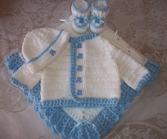 Crochet Baby Boy Sweater Set Layette Perfect For Baby Shower Gift Or Newborn Take Me Home Outfit Crochet Baby Boy Sweater Set Layette Perfect For Baby Shower Gift Or Newborn Take Me Home Outfit