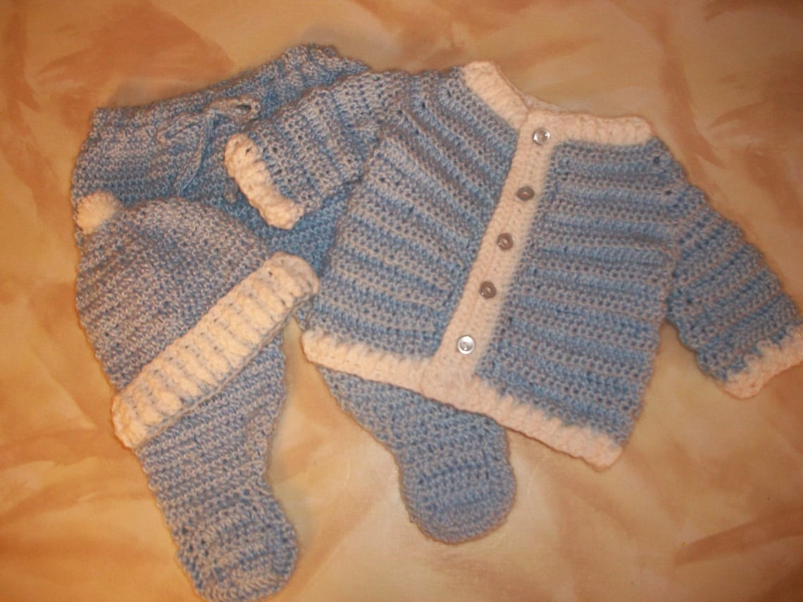 Crochet Baby Boy Sweater Set Layette With Leggings Perfect for Etsy