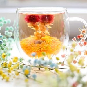 2 Blooming Tea Flowers - Hand Tied Organic Green Tea Art