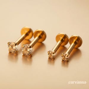 Gold Threader Earrings, Vertical Labret Jewelry, Forward Helix Earring, Helix Jewelry