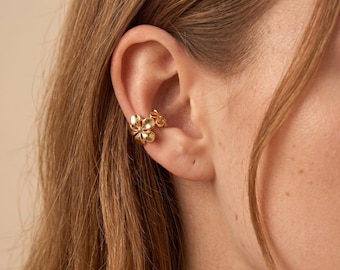 Flower Ear Cuff, Non Pierced Earrings, Stainless Steel Earrings, Waterproof Earrings