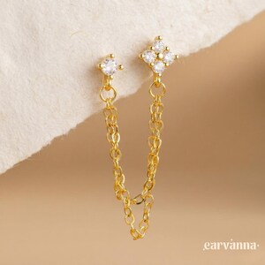 Gold Kette Zirkon Ohrringe, Sterling Silber Kette, Helix Kette Ohrring, Ohrstecker