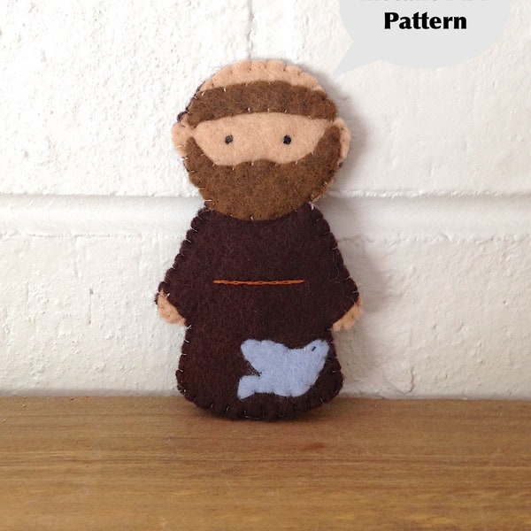 Saint Francis Finger Puppet Doll Ornament PDF Pattern Catholic Toy DIY