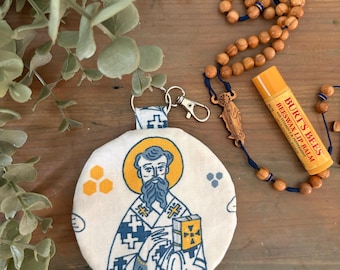 Saint Ambrose Zipper Pouch Keychain