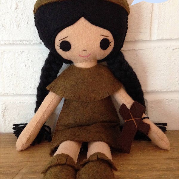 Catholic Toy Doll - St. Kateri Tekakwitha - Wool Felt Blend - Catholic Toy - Felt Doll