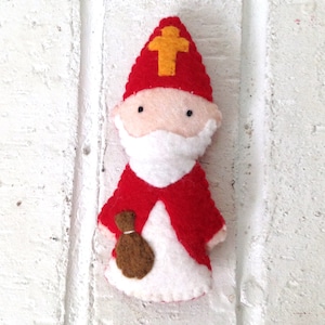 Saint Nicholas Finger Puppet Doll Ornament PDF Pattern Catholic Toy DIY image 4