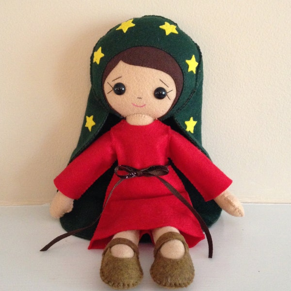 Custom for Shannon - Catholic Toy Doll - Our Lady of Guadalupe - Wool Felt Blend - Catholic Toy - Felt Doll