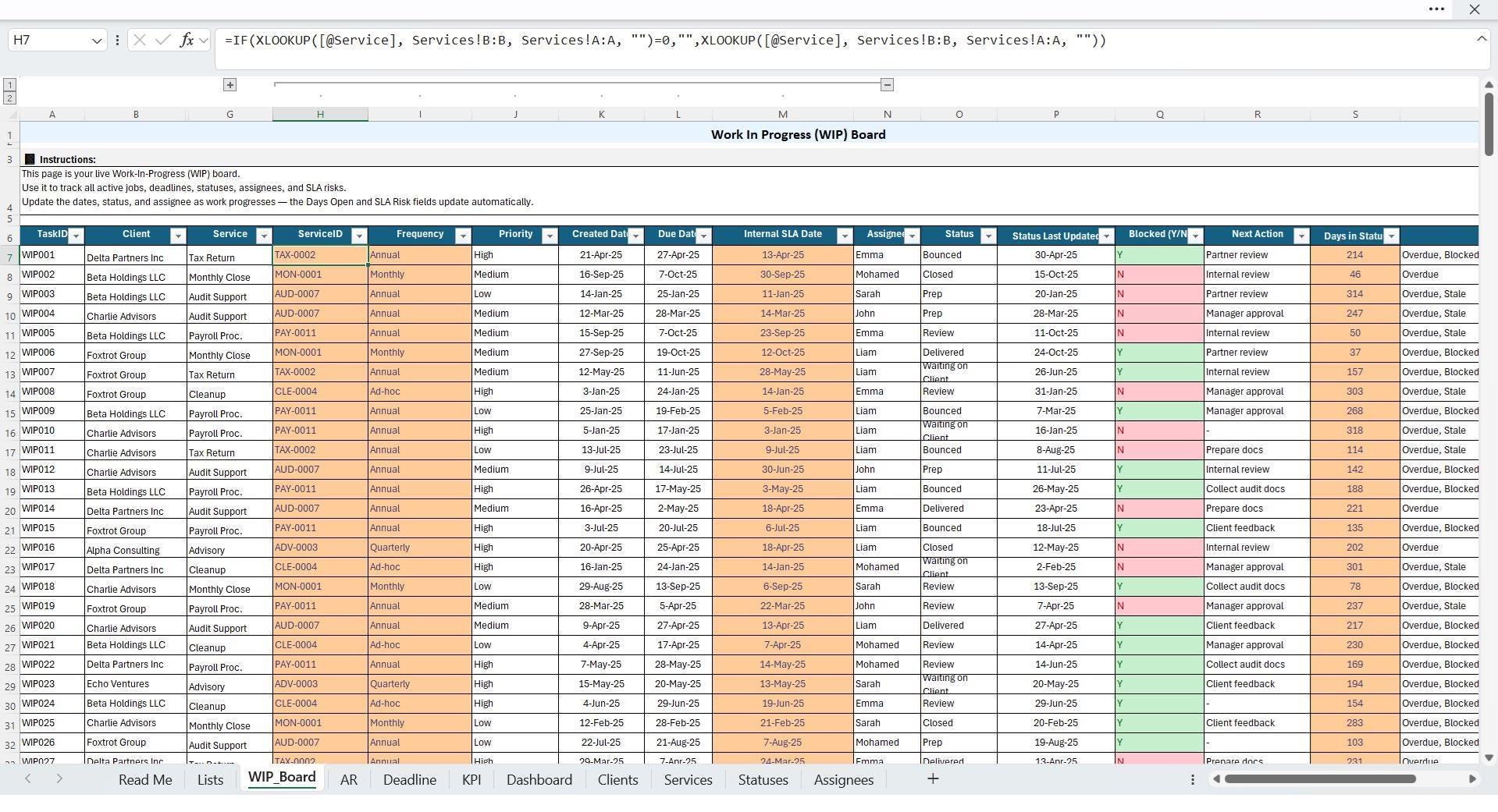 CPA Firm Operating System Excel Template | WIP Tracker, AR, Deadlines ...