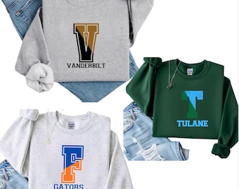 Varsity BIG Letter crewneck sweatshirt (off shoulder optional)