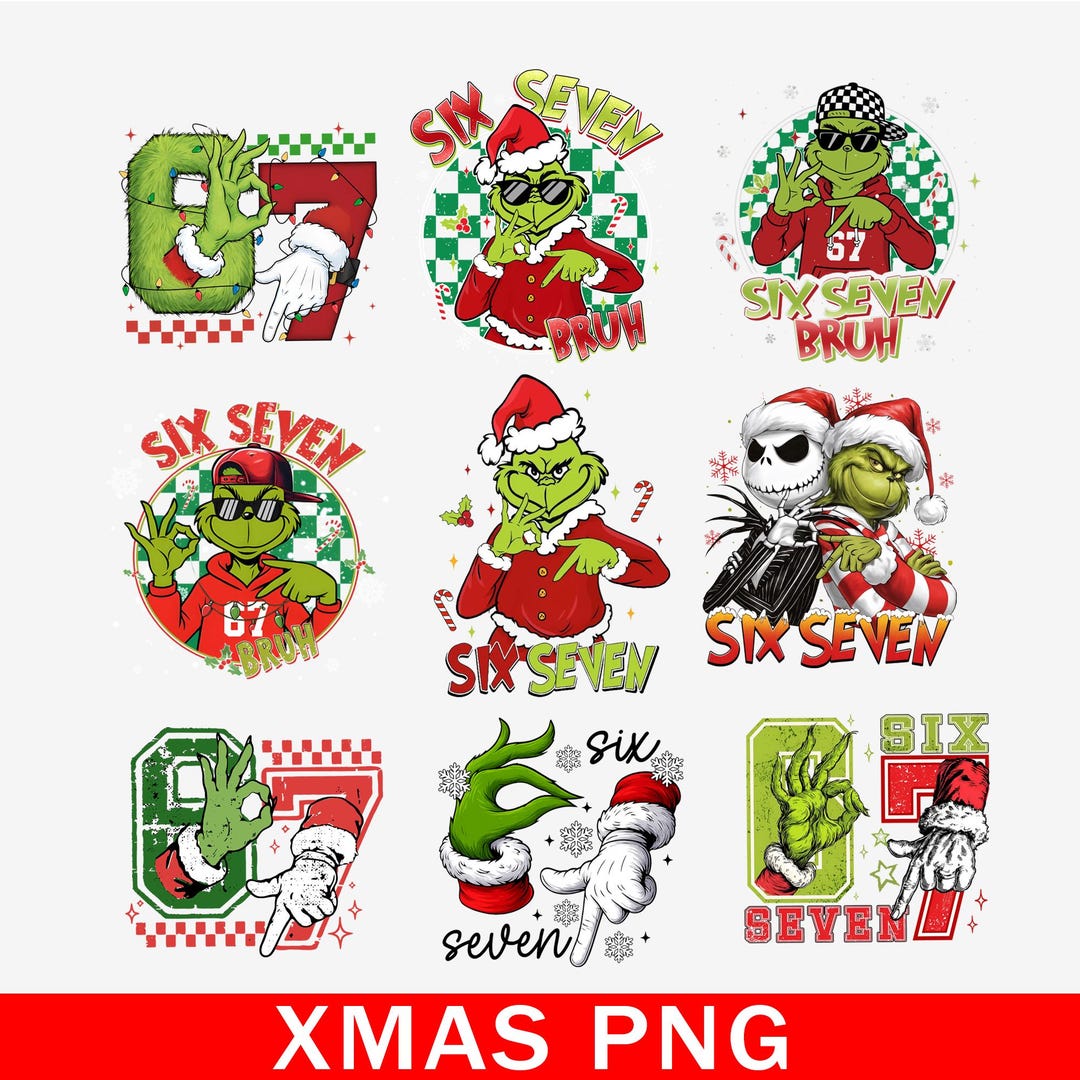 Six Seven Christmas Png, Funny Bruh 67 Six Seven Png, Gen Z Alpha Slang ...