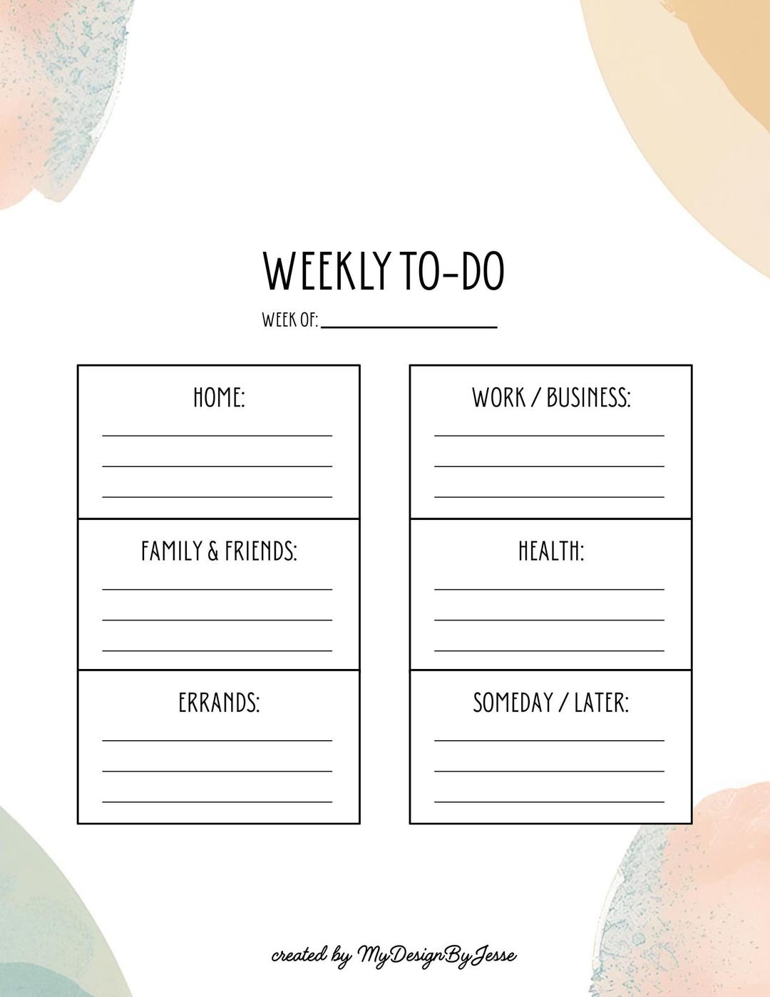 Minimalist Weekly Planner Printable | Undated PDF - Etsy