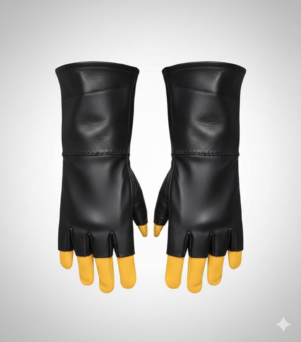 Fingerless Leather Glove 3x Black - Etsy