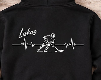 Personalized hockey hoodie for kids with name – gift for hockey players – kids' hoodie with back print – hockey gift