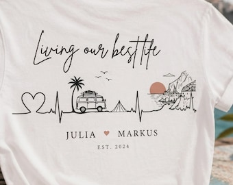 Personalized Camping Couple Shirt with Names | Matching Camping T-Shirt | Camper Gift for Couples | Vanlife & Motorhome Shirt