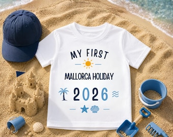 Mallorca Holiday 2026 Baby Shirt, First Family Vacation Tee for Kids, White