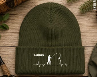 Personalized fishing hat with name | Beanie for anglers | Gift for fishermen | Fishing gift for men | Fishing hat