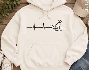 Personalized Labrador Hoodie for Women – Heartbeat Dog with Name – Gift for Labrador Mom – Personalized Dog Sweater