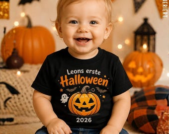 My First Personalized Halloween Shirt | Kids' T-Shirt with Name | Halloween Baby Shirt | Pumpkin Gift for Boys and Girls 2026