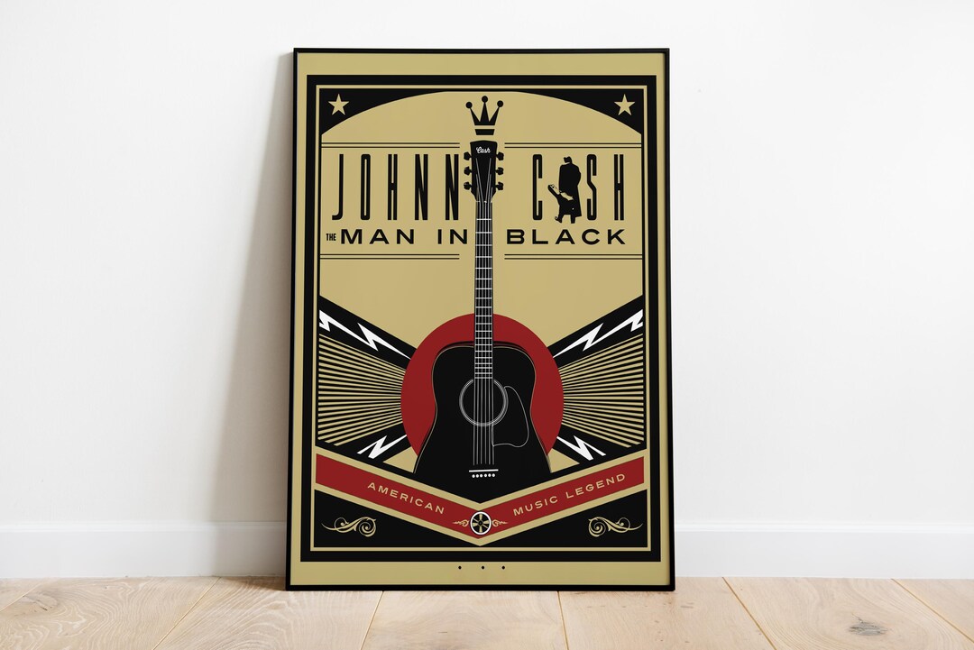 Johnny Cash Man in Black Poster, Classic Country Music Wall Art Print ...