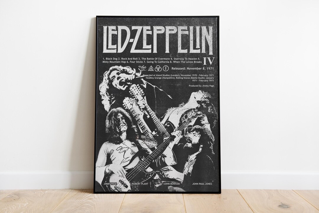 Led Zeppelin Retroactive Led Zeppelin IV Album Poster, Classic Rock Music Wall Art Print ...
